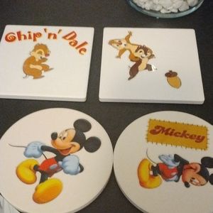 Chip and Dale coasters and  Mickey mouse coasters